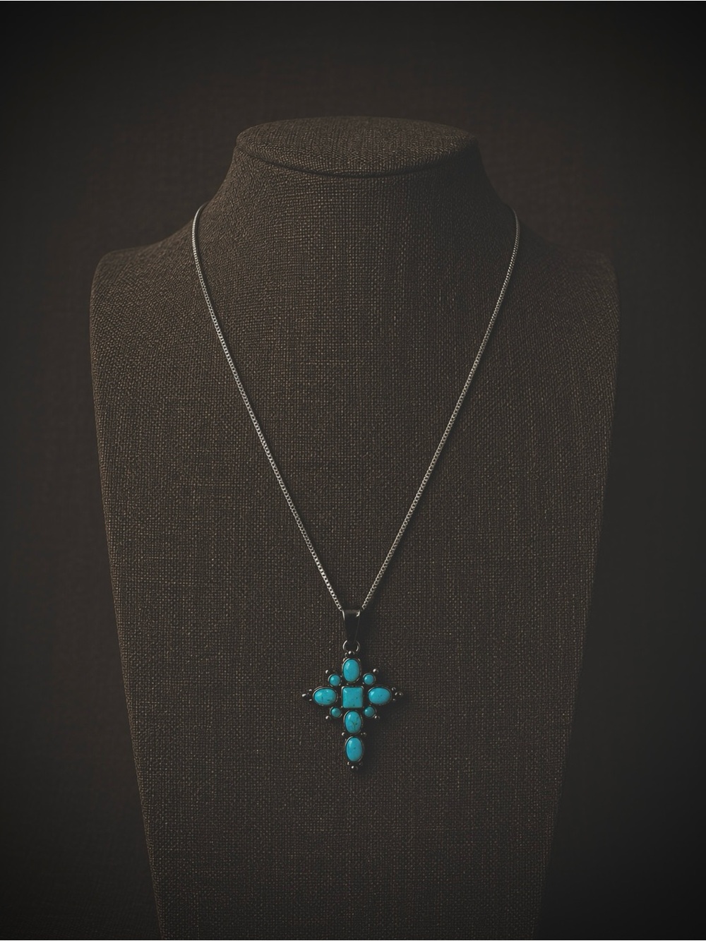 Sterling Silver Turquoise Cross Necklace | 925 Silver Pendant